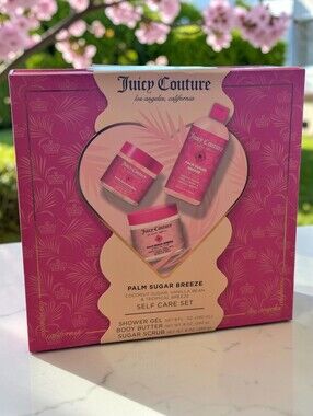 Juicy Couture Palm Sugar Breeze Self Care Set:Shower Gel,Body Butter,Sugar Scrub